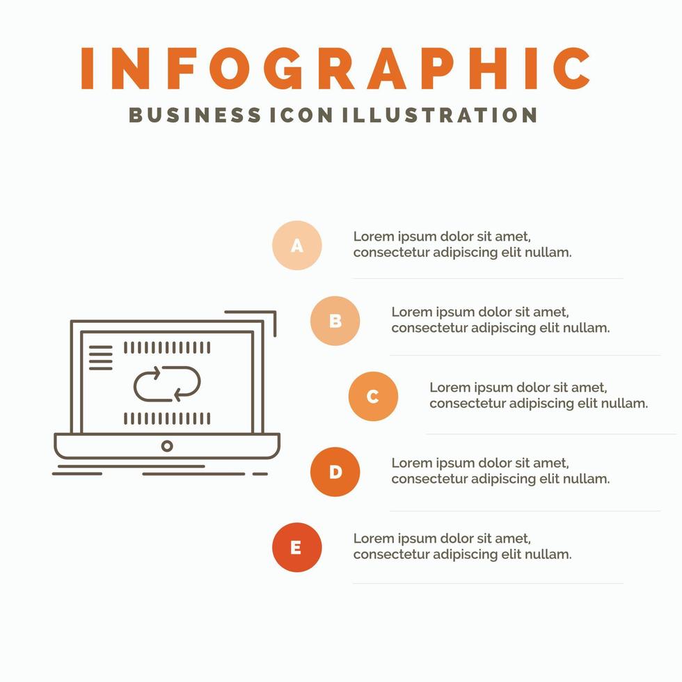 Communication. connection. link. sync. synchronization Infographics Template for Website and Presentation. Line Gray icon with Orange infographic style vector illustration