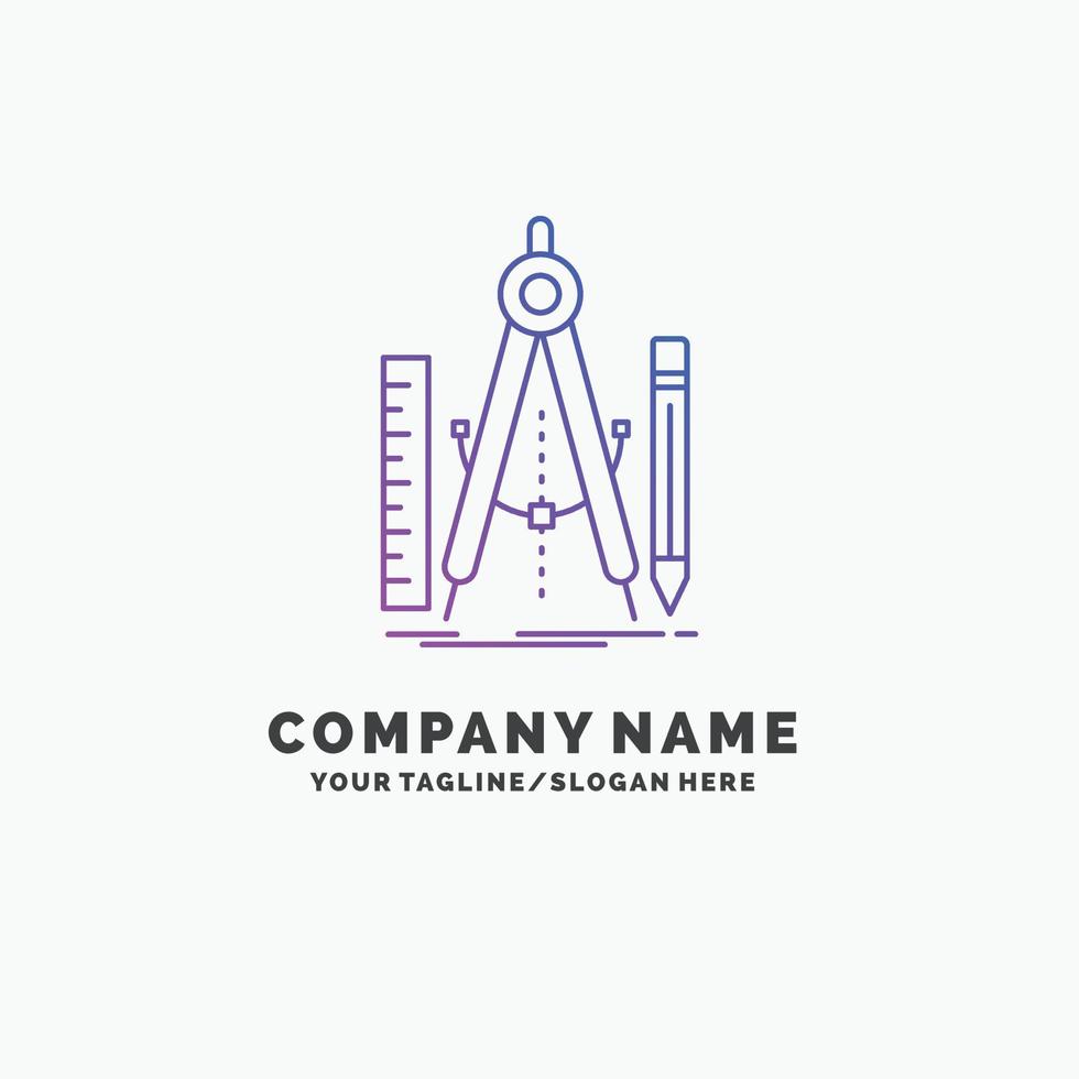 Build. design. geometry. math. tool Purple Business Logo Template. Place for Tagline vector