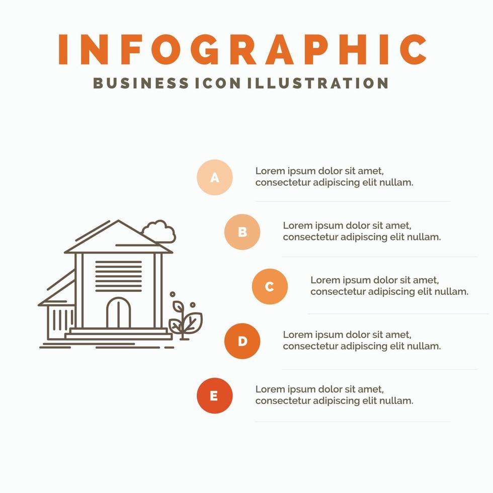 Home. house. Apartment. building. office Infographics Template for Website and Presentation. Line Gray icon with Orange infographic style vector illustration