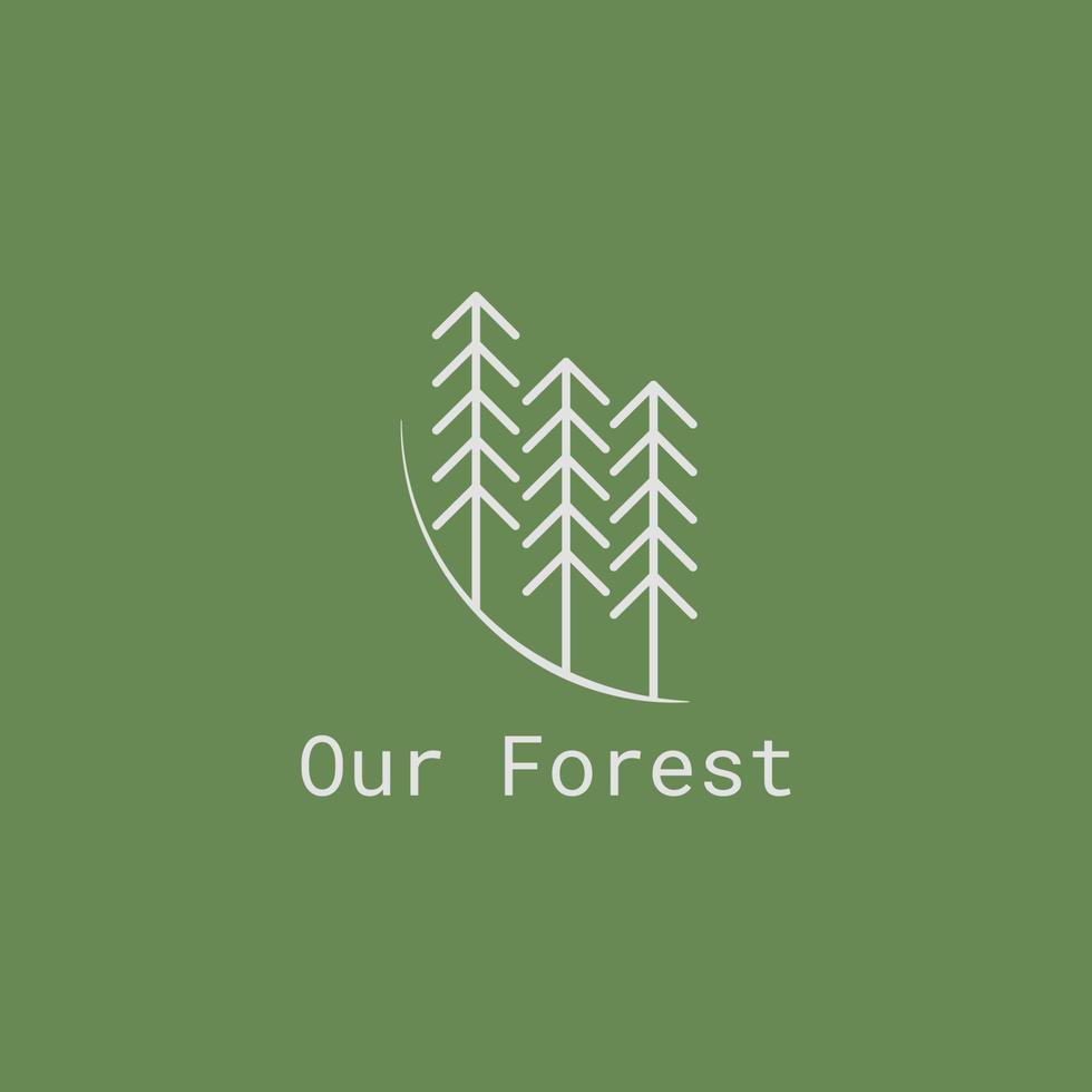 logo de línea que forma un bosque y es de color blanco. vector