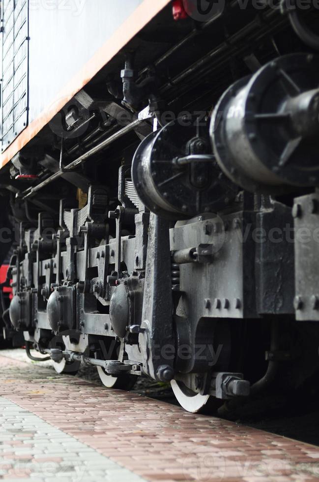 Wheels of a Russian modern locomotive photo