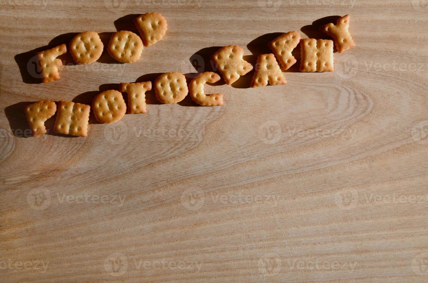 Food photography. Edible letters photo