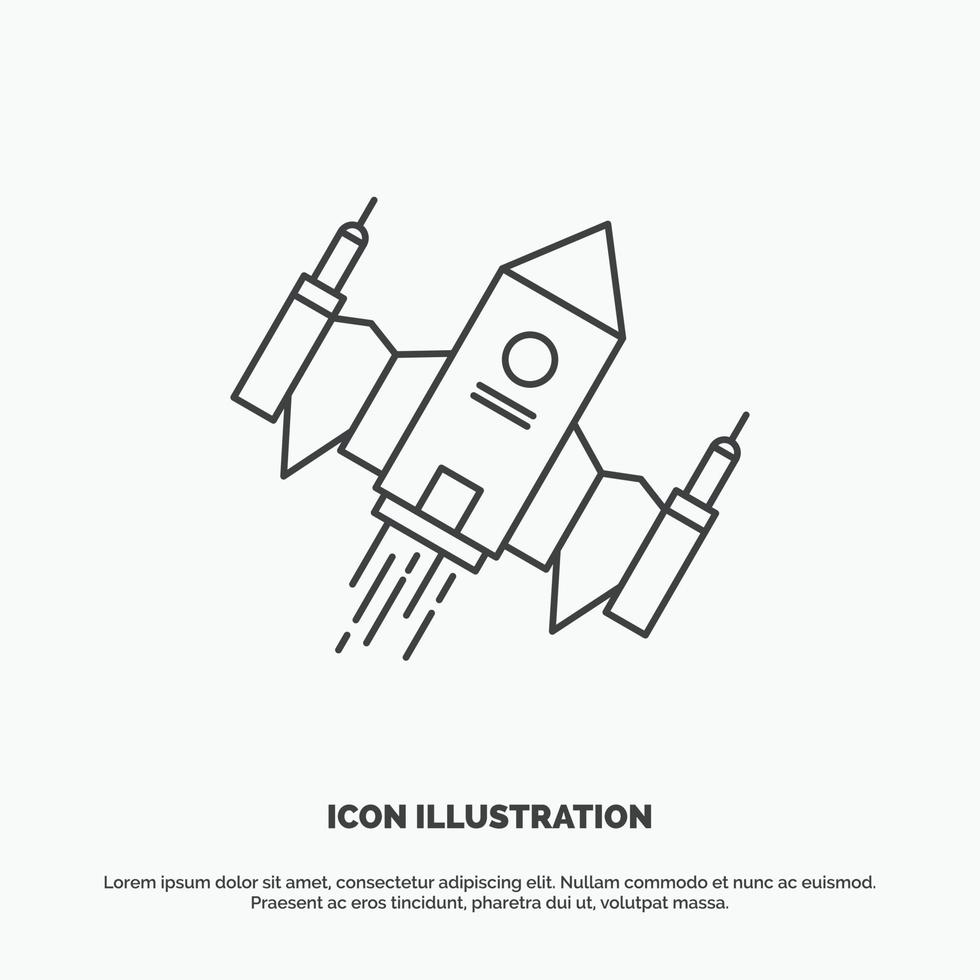 astronave. astronave. Embarcacion. espacio. icono alienígena. símbolo gris vectorial de línea para ui y ux. sitio web o aplicación móvil vector