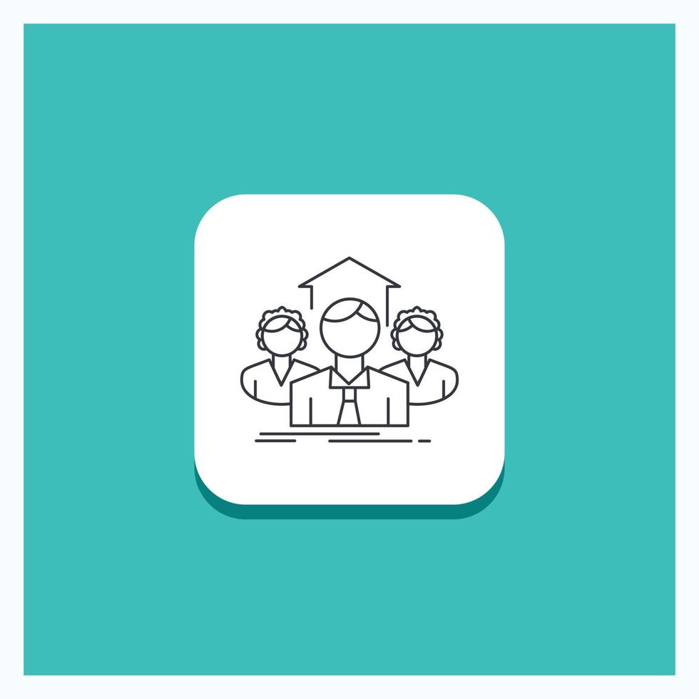 Round Button for Team. Business. teamwork. group. meeting Line icon Turquoise Background vector