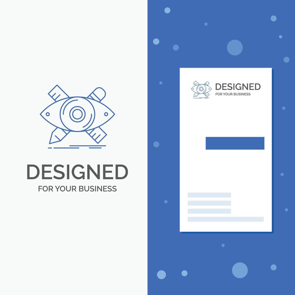 logotipo de empresa para el diseño. diseñador. ilustración. bosquejo. instrumentos. plantilla de tarjeta de visita de negocio azul vertical vector