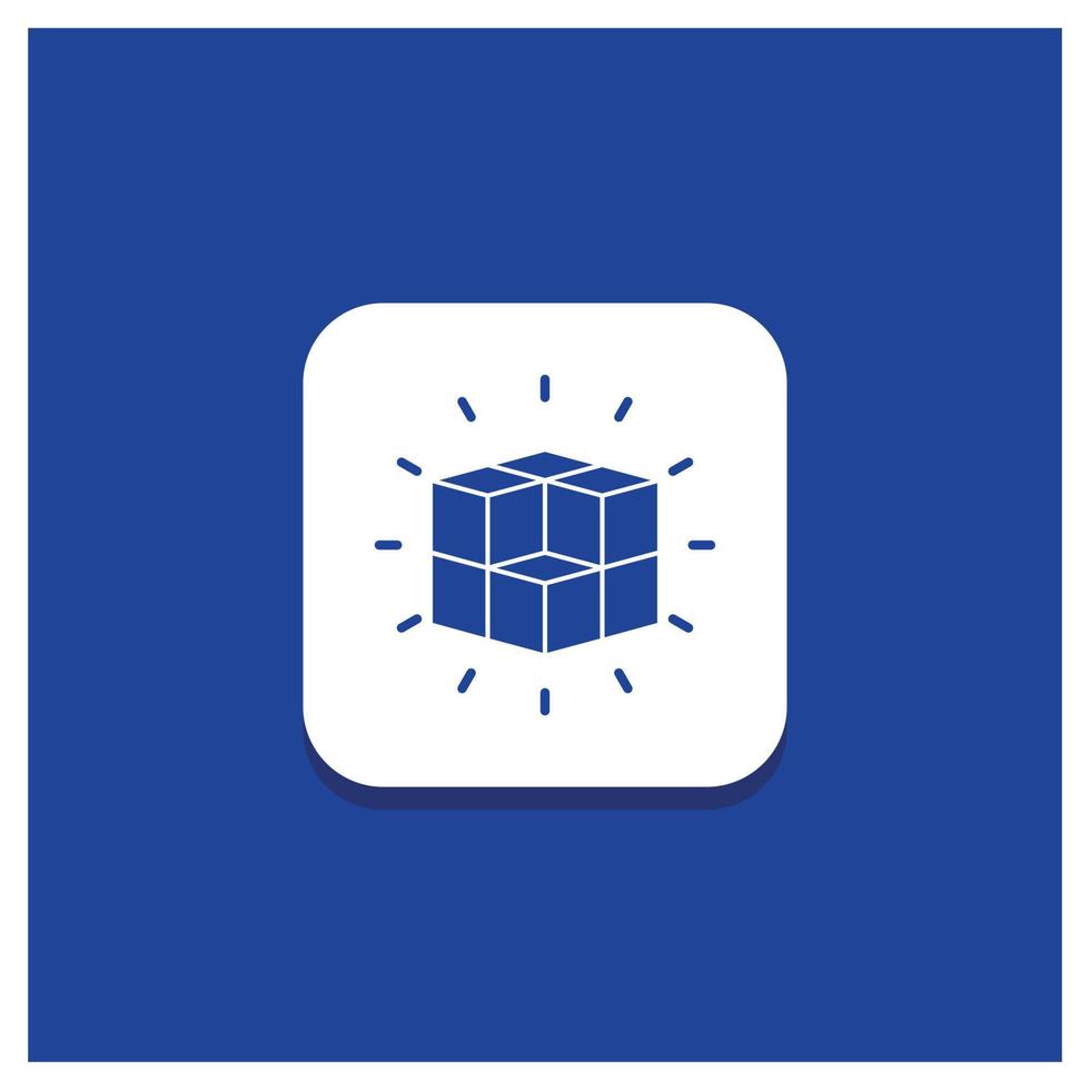 Blue Round Button for box. labyrinth. puzzle. solution. cube Glyph icon vector