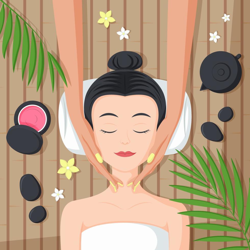 Woman Self Care At Spa vector