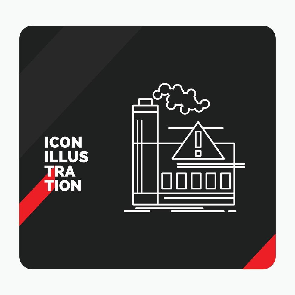 fondo de presentación creativa rojo y negro para la contaminación. fábrica. aire. alerta. icono de la línea de la industria vector