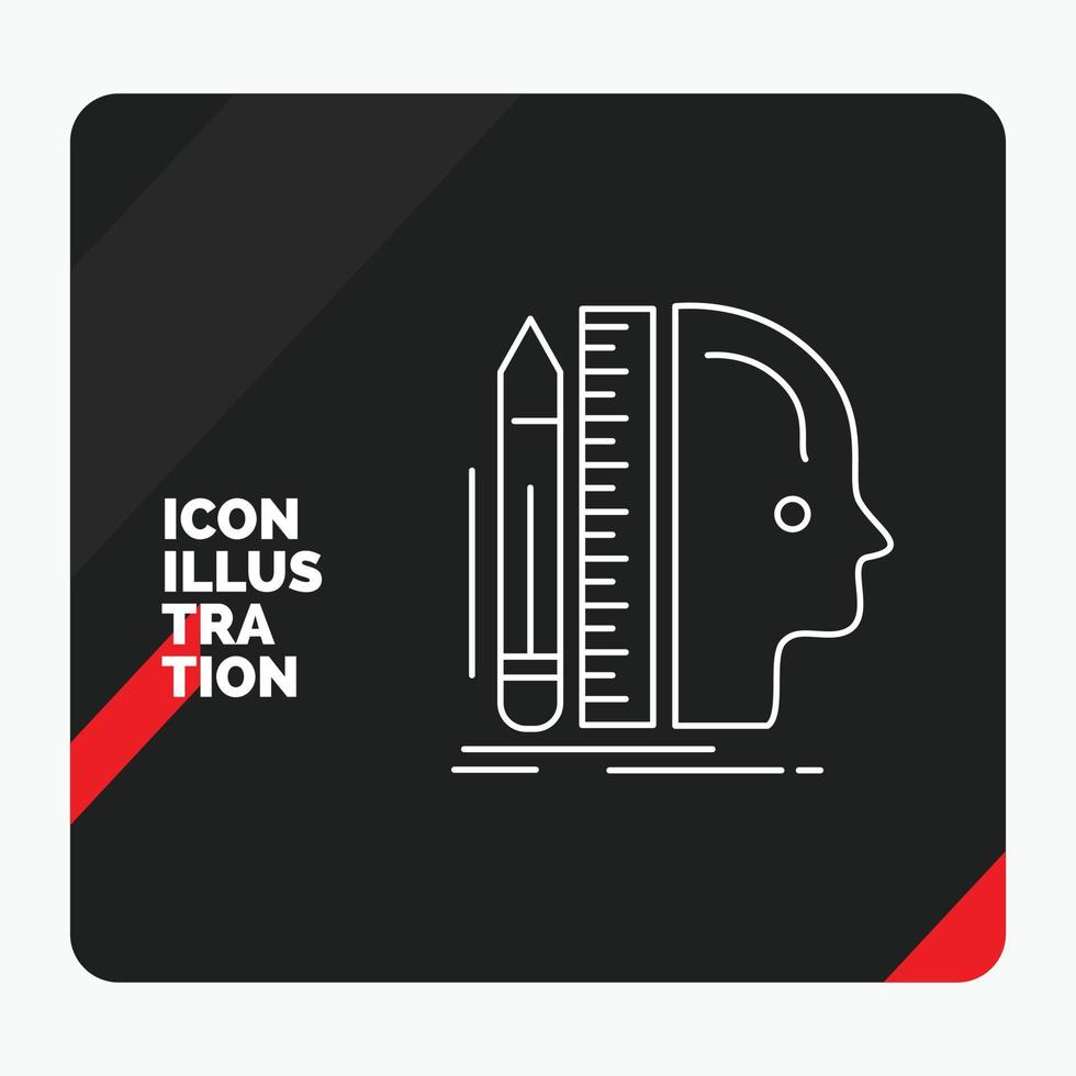 Red and Black Creative presentation Background for Design. human. ruler. size. thinking Line Icon vector