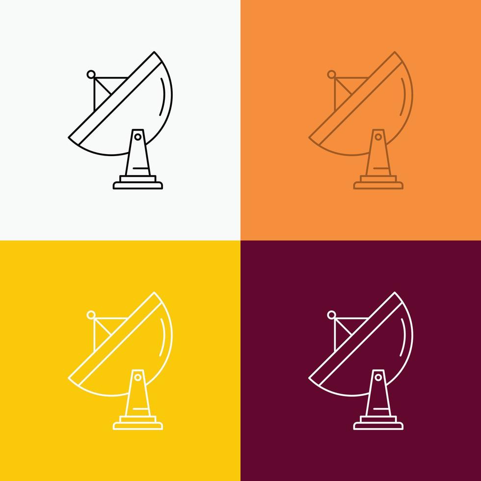 satellite. antenna. radar. space. dish Icon Over Various Background. Line style design. designed for web and app. Eps 10 vector illustration