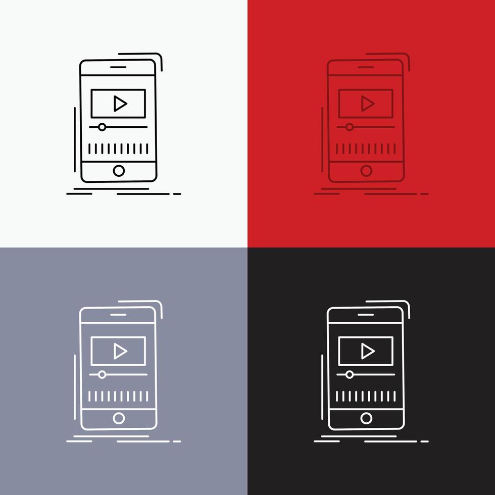 media. music. player. video. mobile Icon Over Various Background. Line style design. designed for web and app. Eps 10 vector illustration