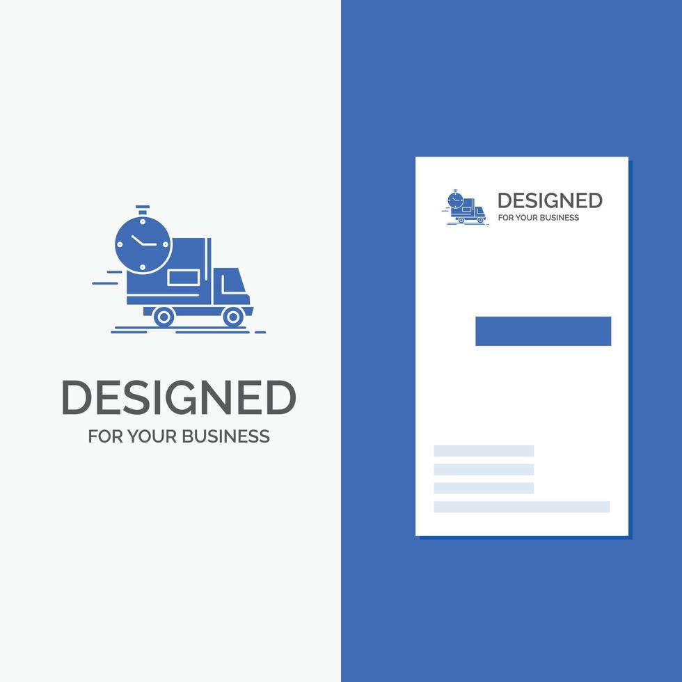 Business Logo for delivery. time. shipping. transport. truck. Vertical Blue Business .Visiting Card template. vector