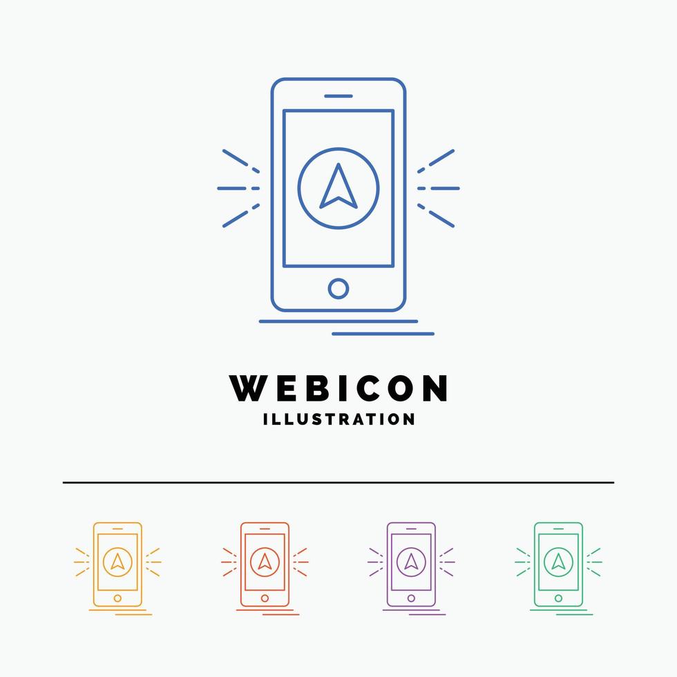 navigation. app. camping. gps. location 5 Color Line Web Icon Template isolated on white. Vector illustration