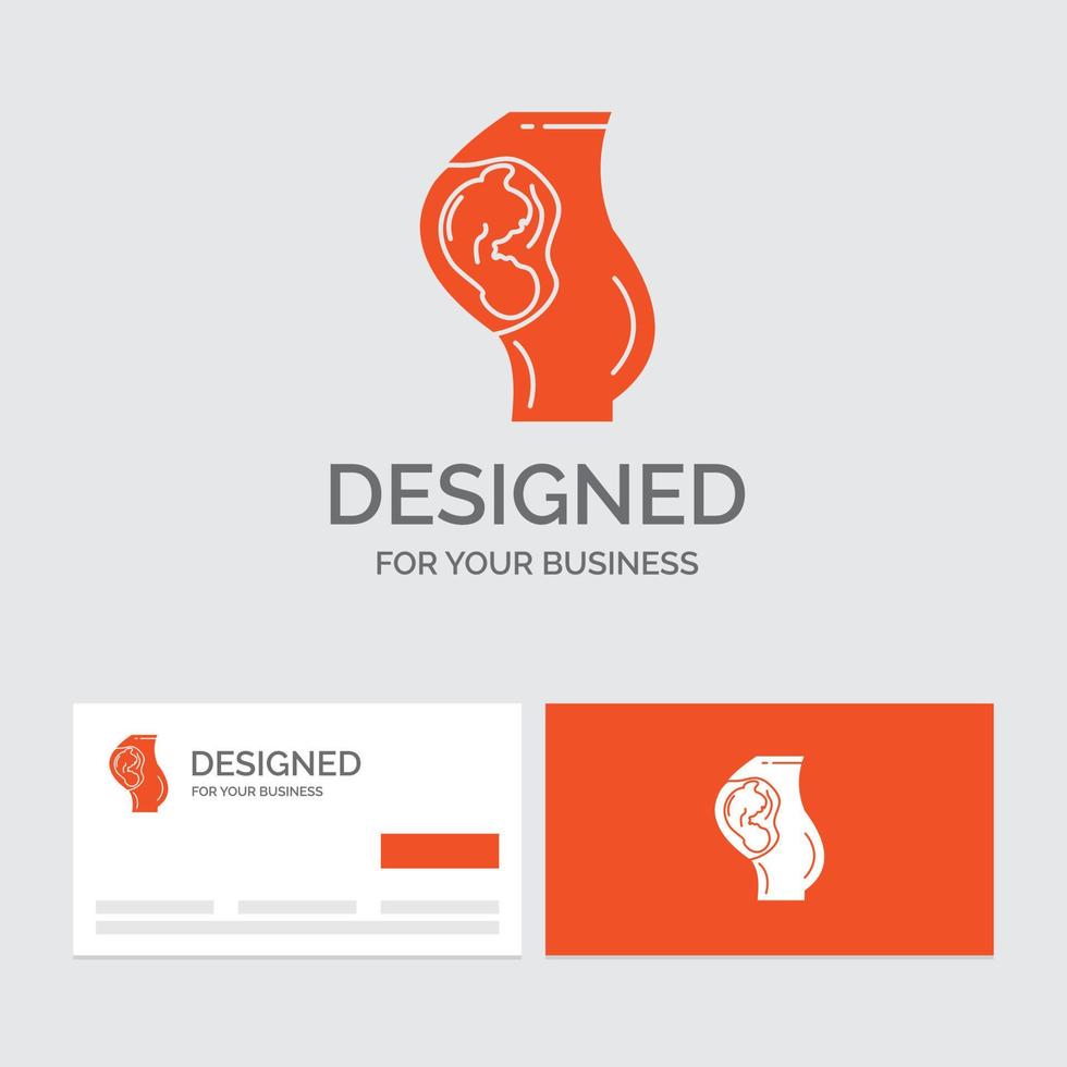 Business logo template for pregnancy. pregnant. baby. obstetrics. Mother. Orange Visiting Cards with Brand logo template. vector