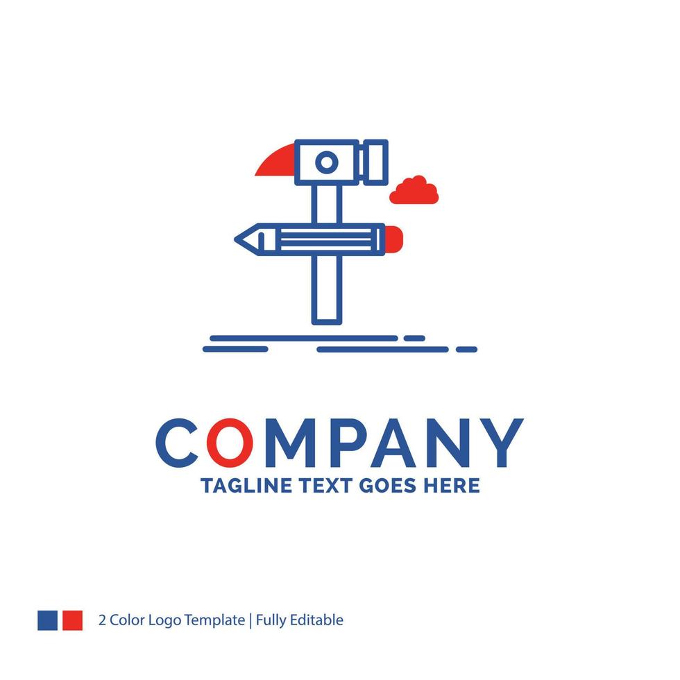 Company Name Logo Design For Build. design. develop. tool. tools. Blue and red Brand Name Design with place for Tagline. Abstract Creative Logo template for Small and Large Business. vector