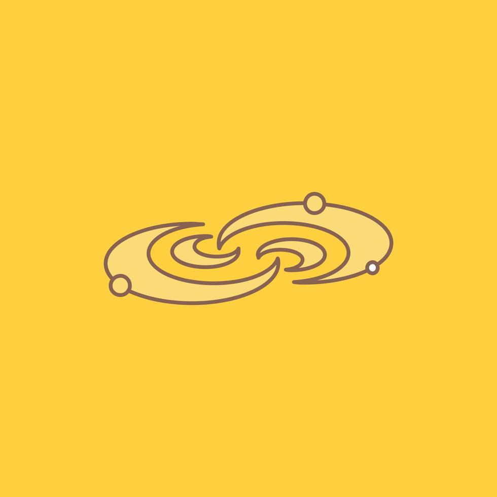 Galaxy. astronomy. planets. system. universe Flat Line Filled Icon. Beautiful Logo button over yellow background for UI and UX. website or mobile application vector