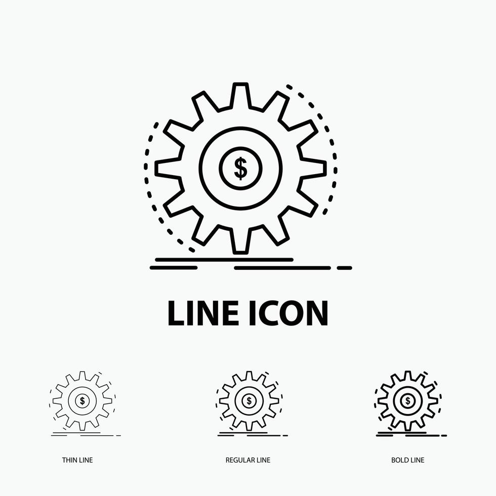 Finance. flow. income. making. money Icon in Thin. Regular and Bold Line Style. Vector illustration