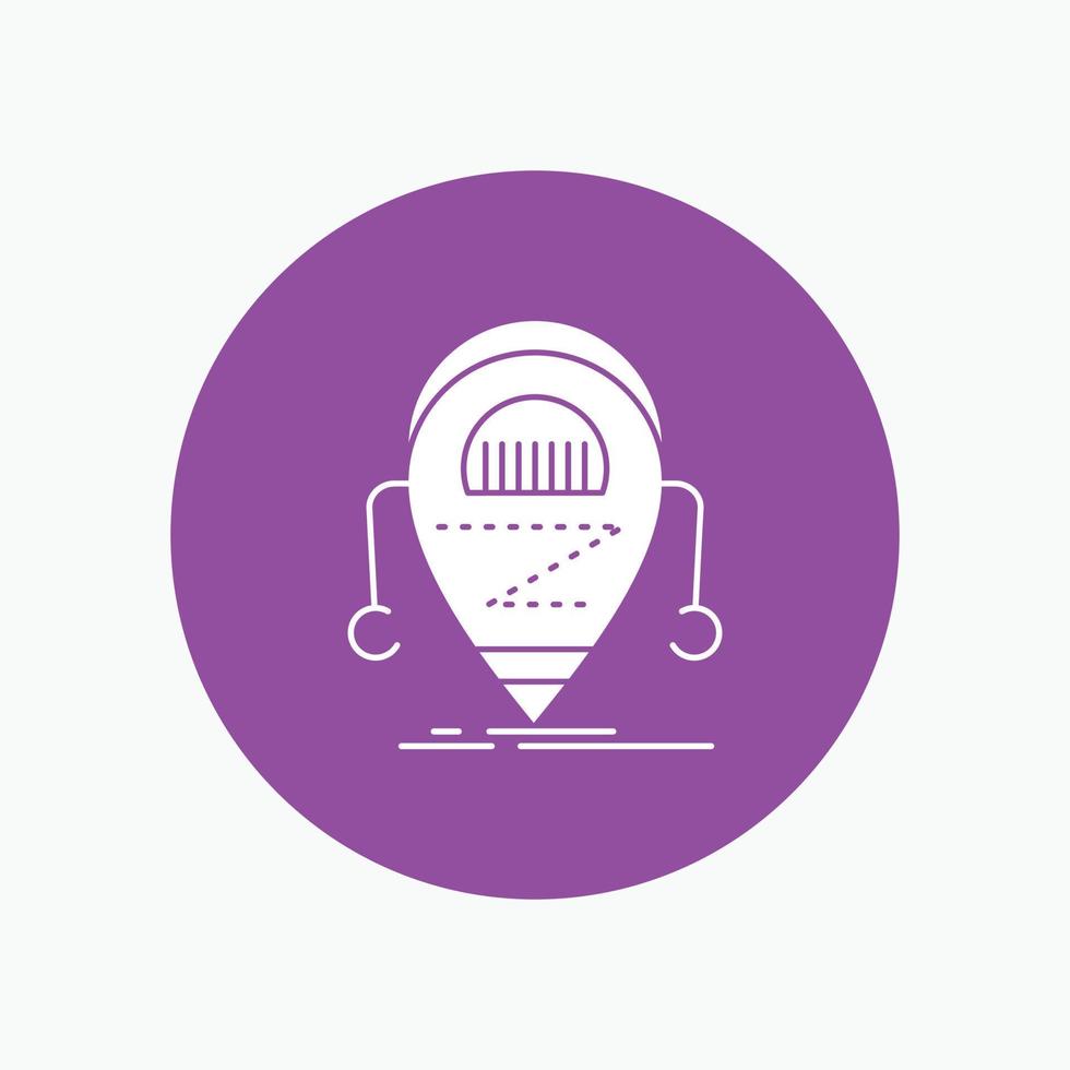 Android. beta. droid. robot. Technology White Glyph Icon in Circle. Vector Button illustration