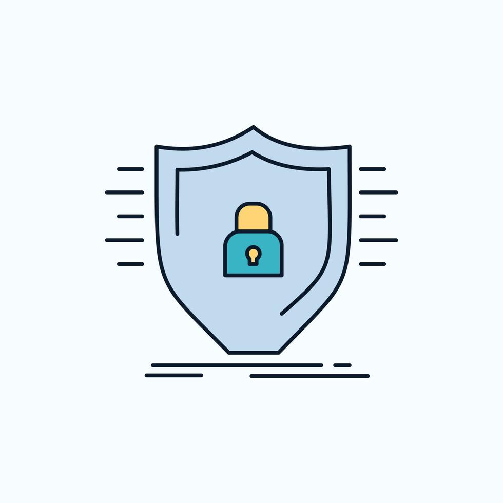 Defence. firewall. protection. safety. shield Flat Icon. green and Yellow sign and symbols for website and Mobile appliation. vector illustration