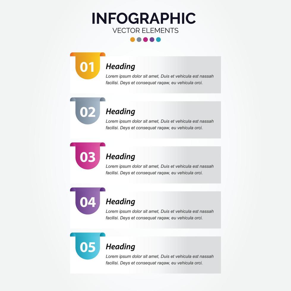 plantilla de infografía vertical de negocios de presentación con 5 opciones vector