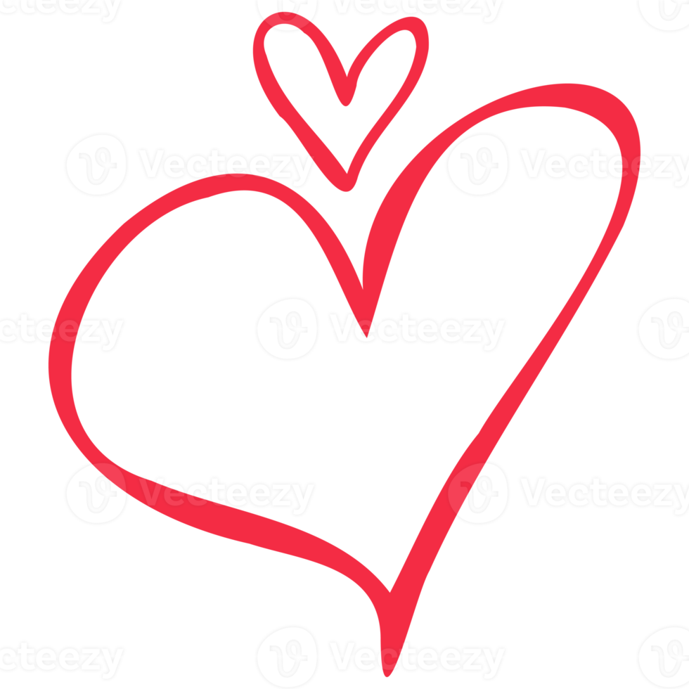 Simple red heart, hand drawn illustration in doodle style. Valentine's