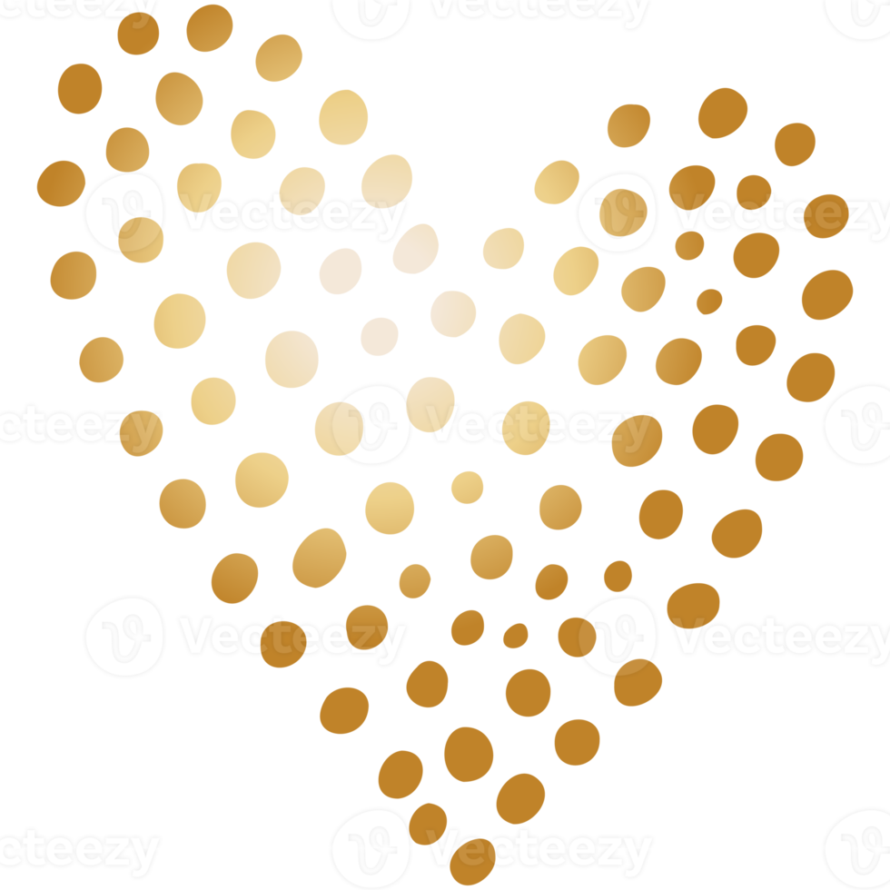 Simple golden doodle hand drawn heart. Isolated design element for valentine's day, wedding, romance png