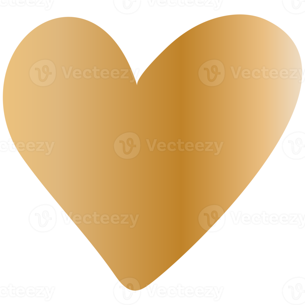 Simple golden doodle hand drawn heart. Isolated design element for valentine's day, wedding, romance png
