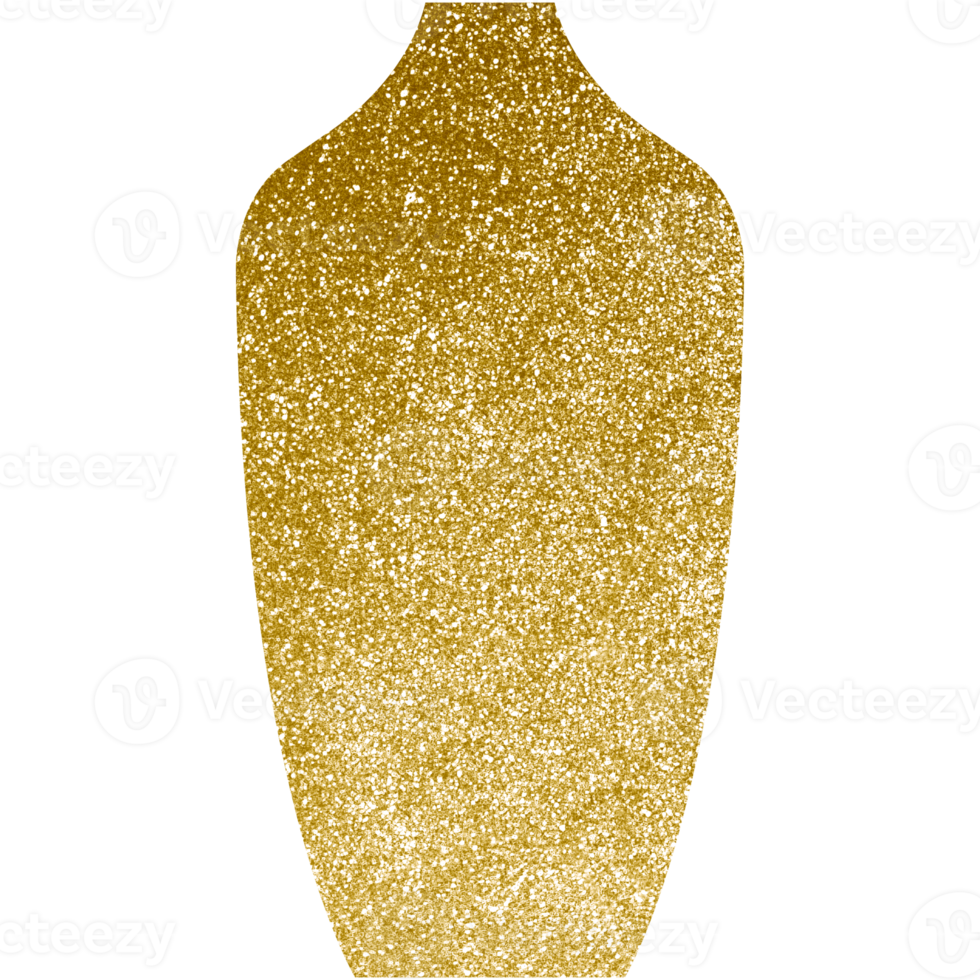 Modern golden boho ceramic vase. Transparent PNG clipart