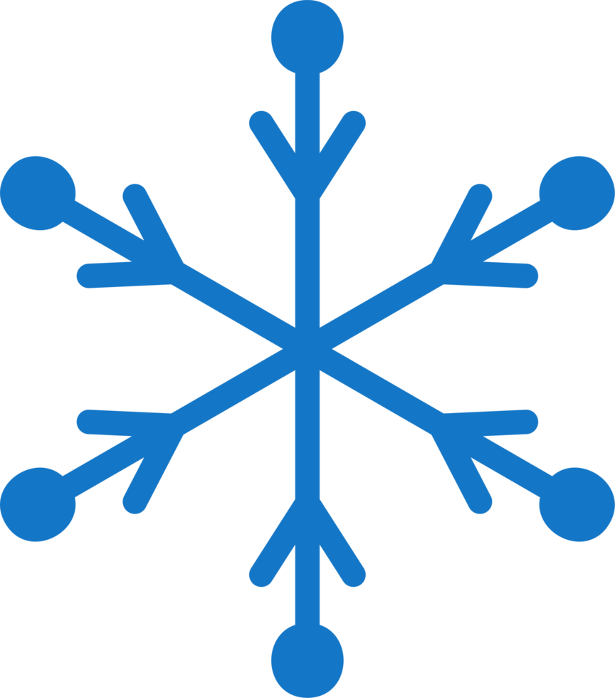 Blue simple snowflake. Winter illustration. Transparent PNG clipart