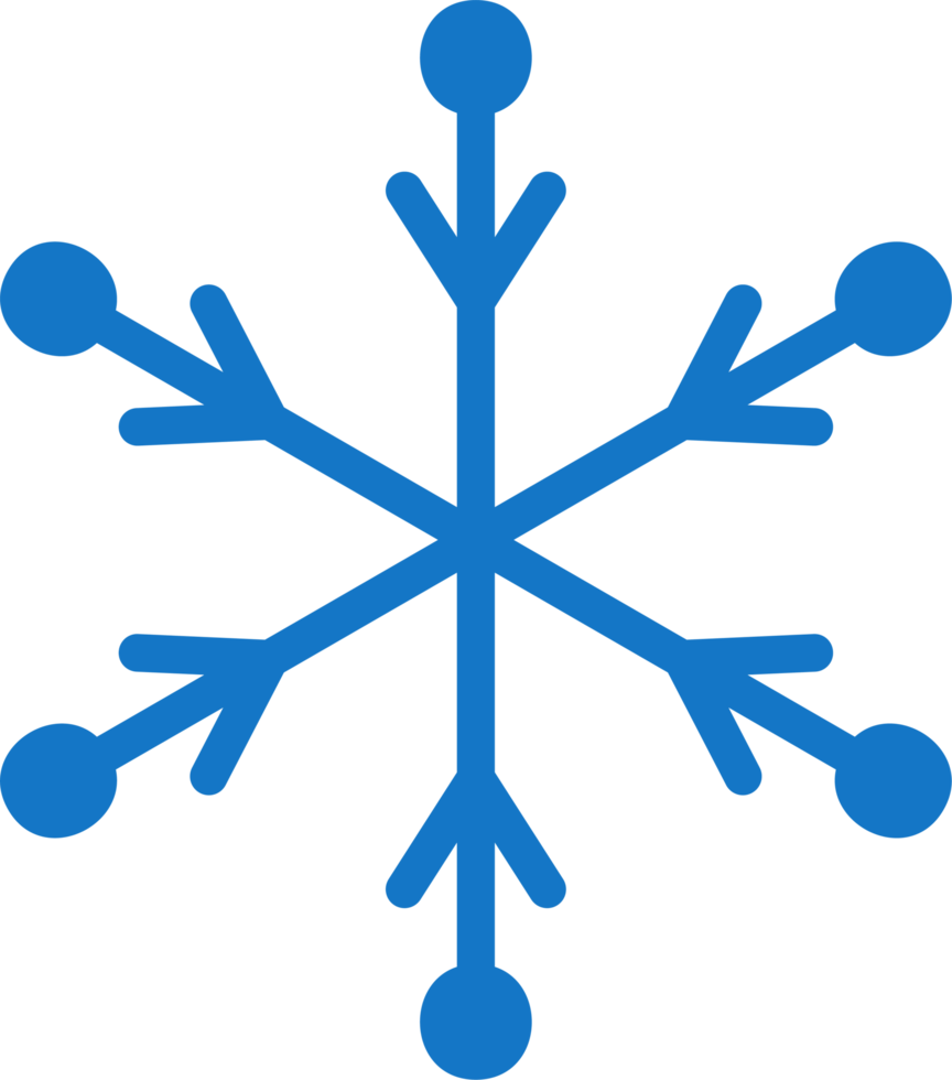 Blue simple snowflake. Winter illustration. Transparent PNG clipart