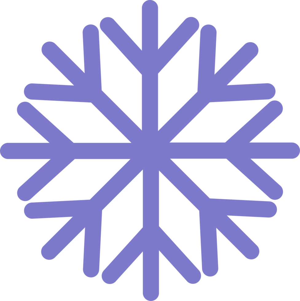 Blue simple snowflake. Winter illustration. Transparent PNG clipart