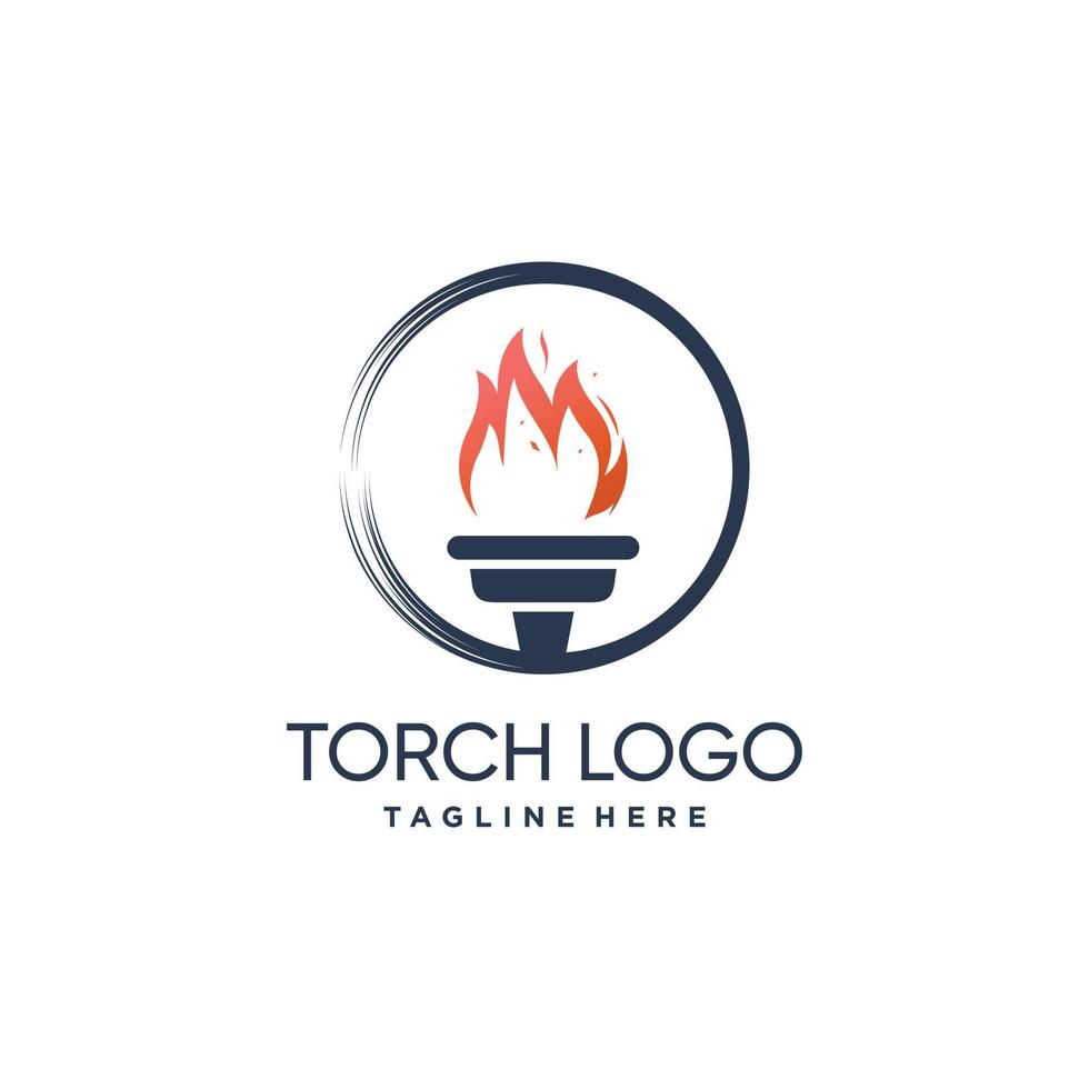 Torch logo design with modern abstract concept Premium Vector