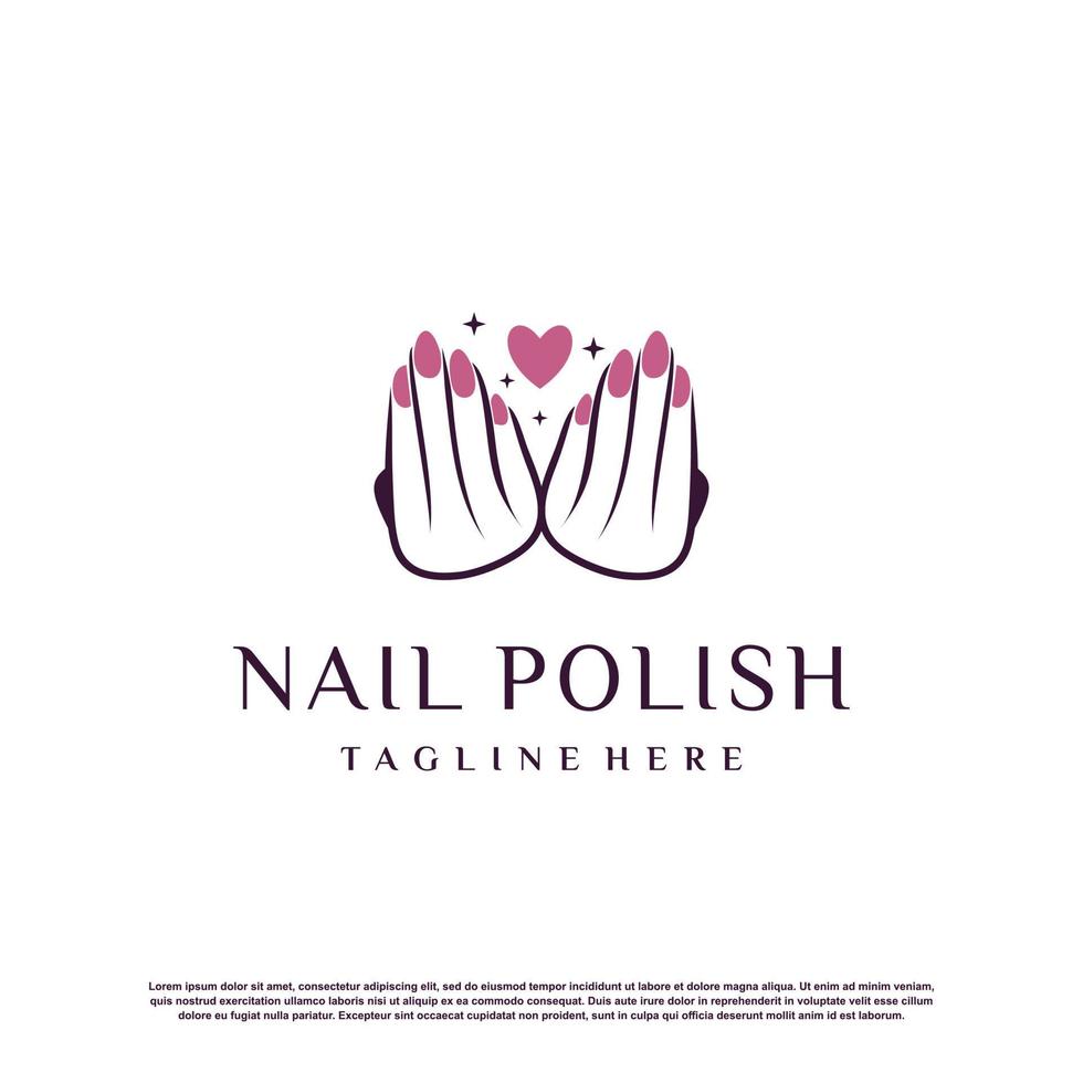 Nail logo design template with creative abstract style Premium Vector