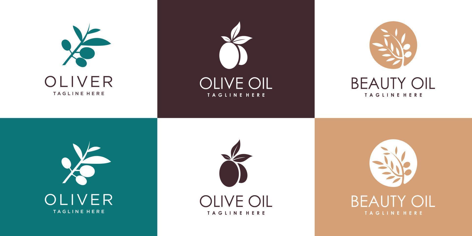 colección de logotipo de aceite de oliva y belleza para el vector premium de la empresa