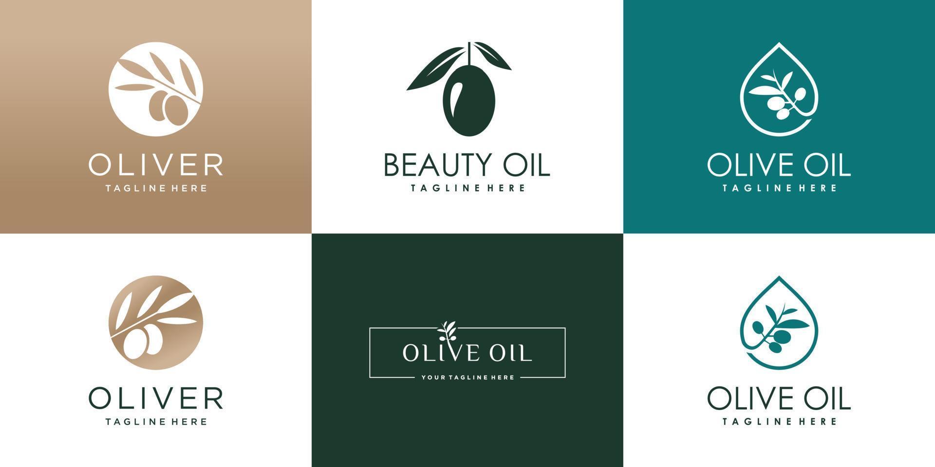 colección de logotipo de aceite de oliva y belleza para el vector premium de la empresa