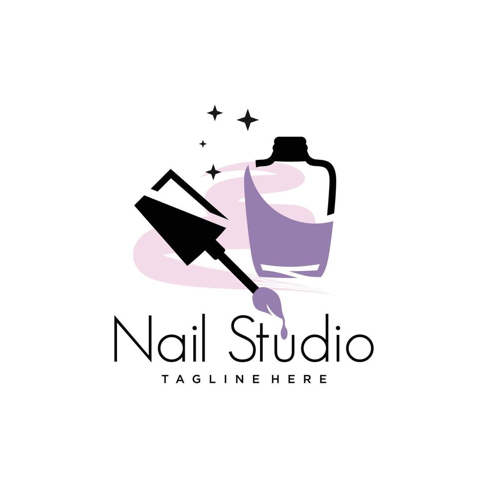 Nail polish logo icon with modern creative and unique concept design Premium Vector