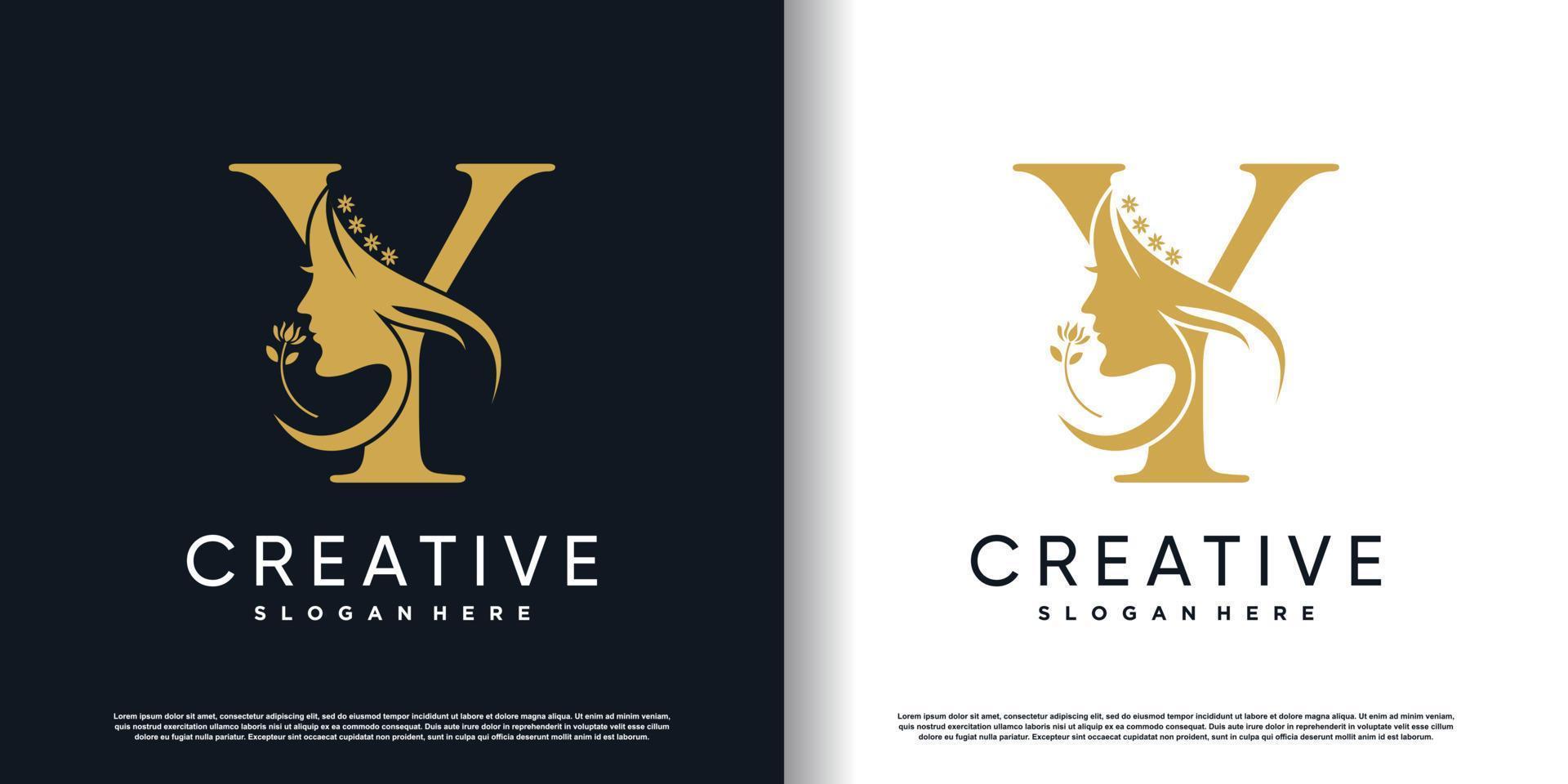 logotipo de letra y con vector premium de concepto de belleza