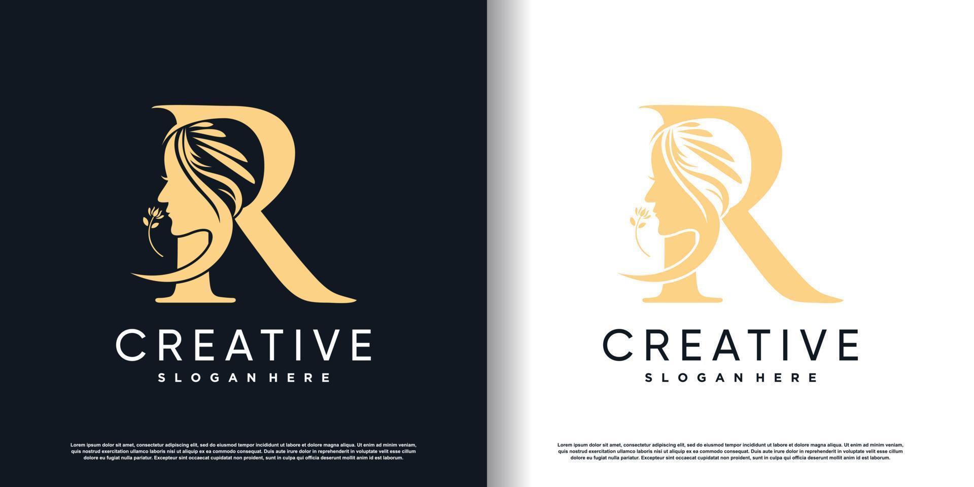 letter logo r with beauty concept Premium Vector