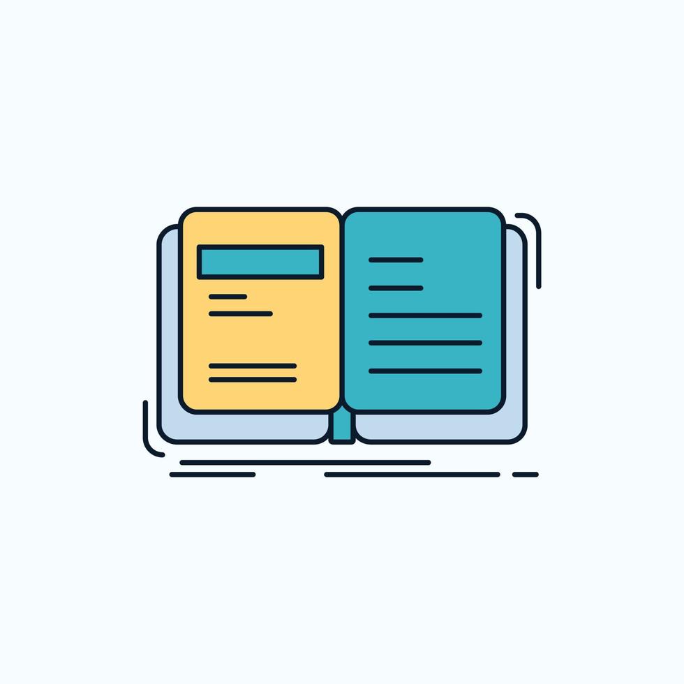 Author. book. open. story. storytelling Flat Icon. green and Yellow sign and symbols for website and Mobile appliation. vector illustration