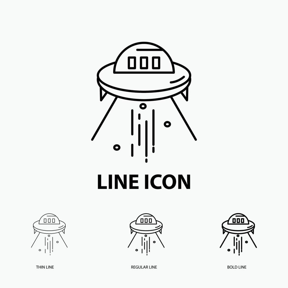 space ship. space. ship. rocket. alien Icon in Thin. Regular and Bold Line Style. Vector illustration