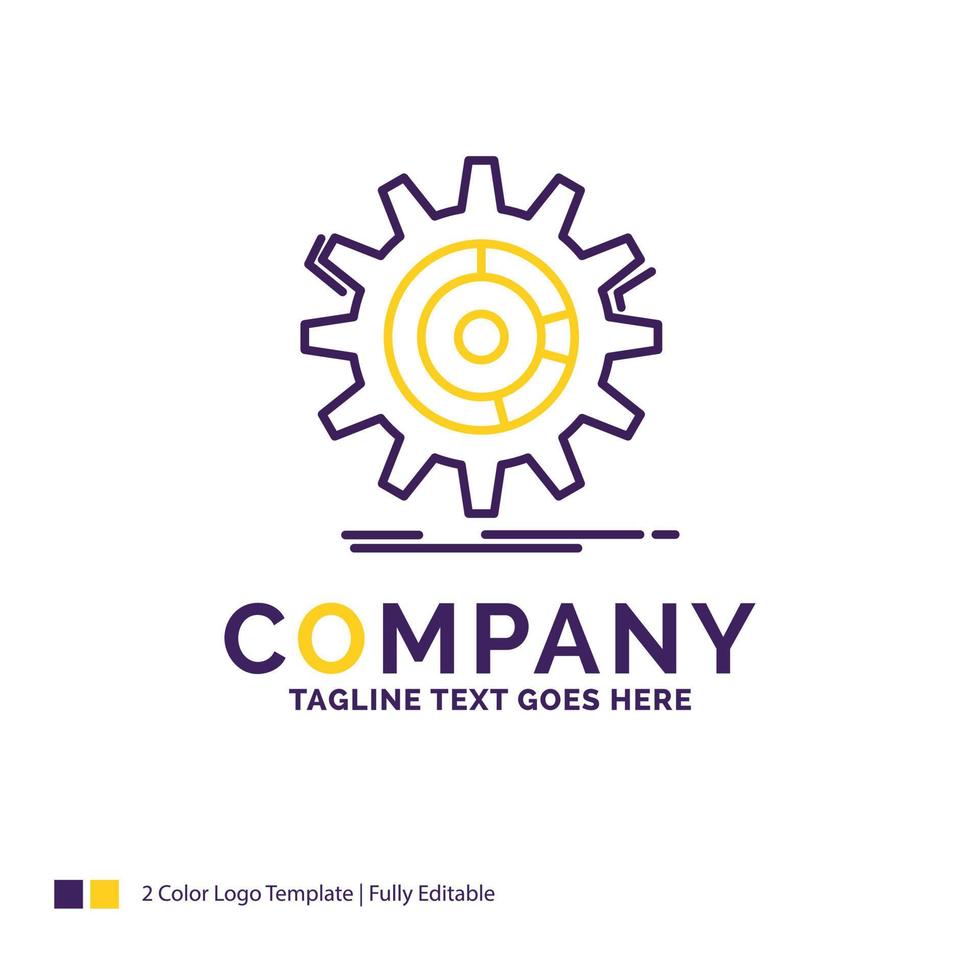 Company Name Logo Design For setting. data. management. process. progress. Purple and yellow Brand Name Design with place for Tagline. Creative Logo template for Small and Large Business. vector