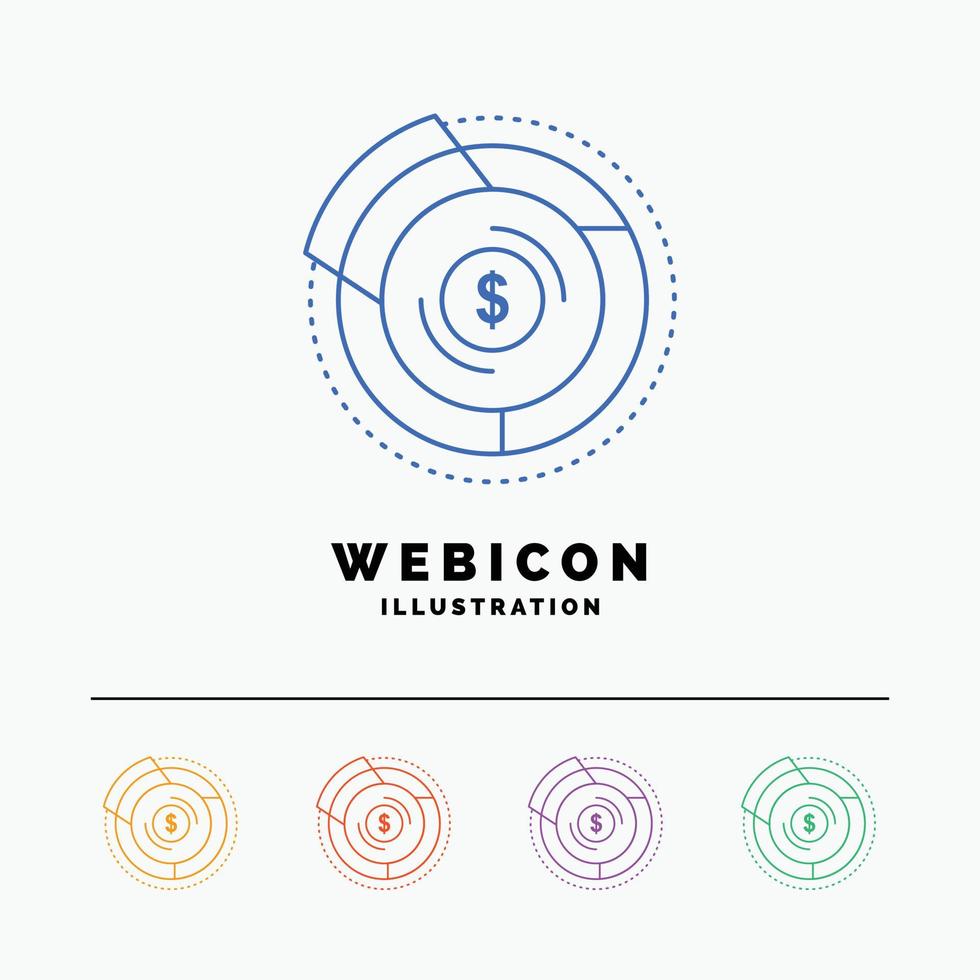 Balance. budget. diagram. financial. graph 5 Color Line Web Icon Template isolated on white. Vector illustration
