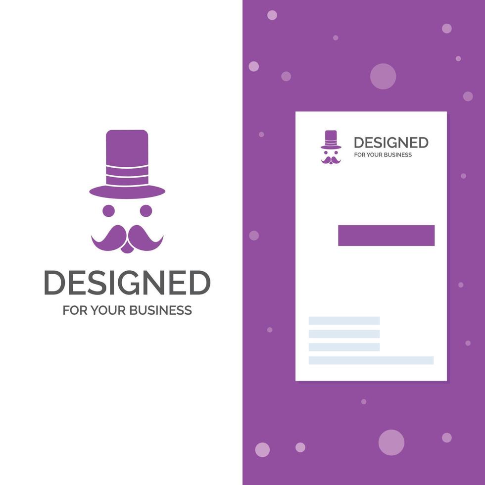 Business Logo for moustache. Hipster. movember. santa Clause. Hat. Vertical Purple Business .Visiting Card template. Creative background vector illustration