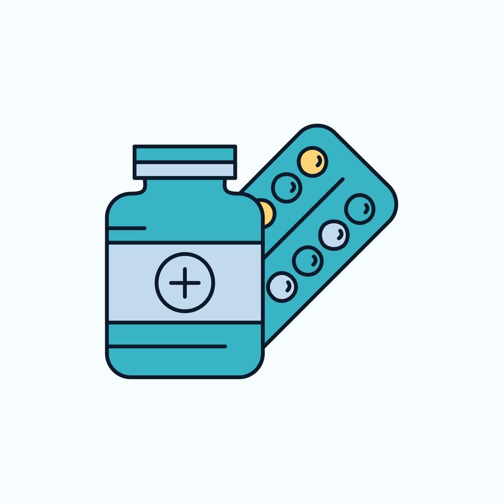 medicine. Pill. capsule. drugs. tablet Flat Icon. green and Yellow sign and symbols for website and Mobile appliation. vector illustration