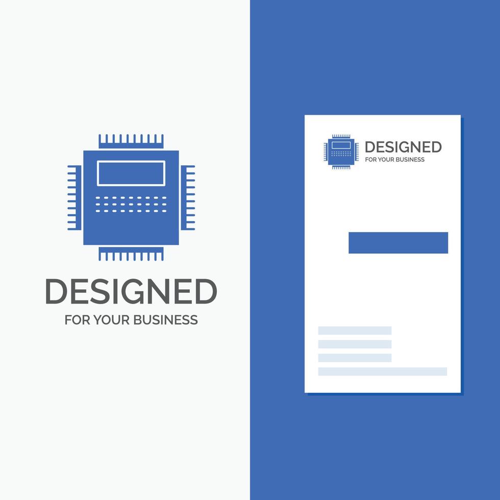 Business Logo for Processor. Hardware. Computer. PC. Technology. Vertical Blue Business .Visiting Card template. vector
