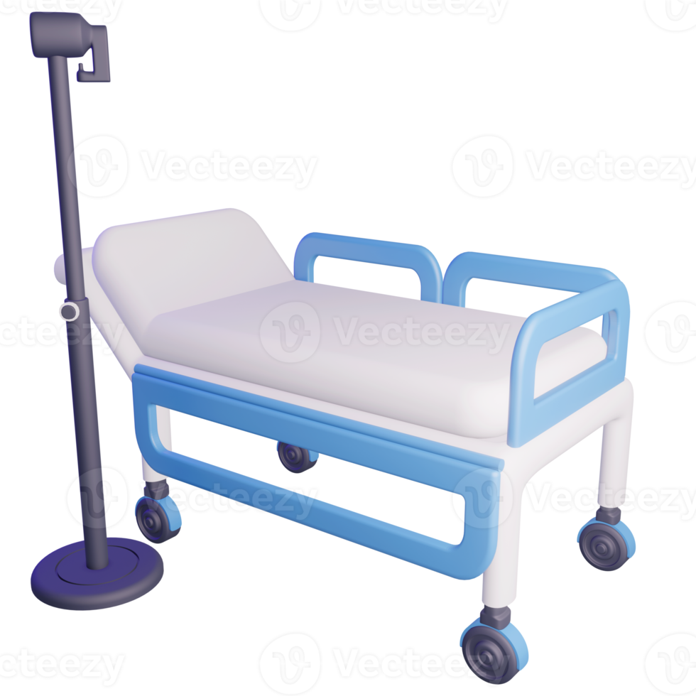 3D Hospital Bed Isolated Object with High Quality Render png