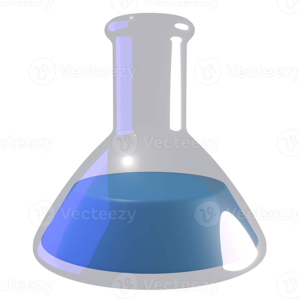 Objet isolé de bouteille de laboratoire 3d avec un rendu de haute qualité png