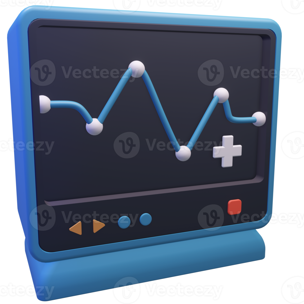 3D Electrocardiogram Isolated Object with High Quality Render png