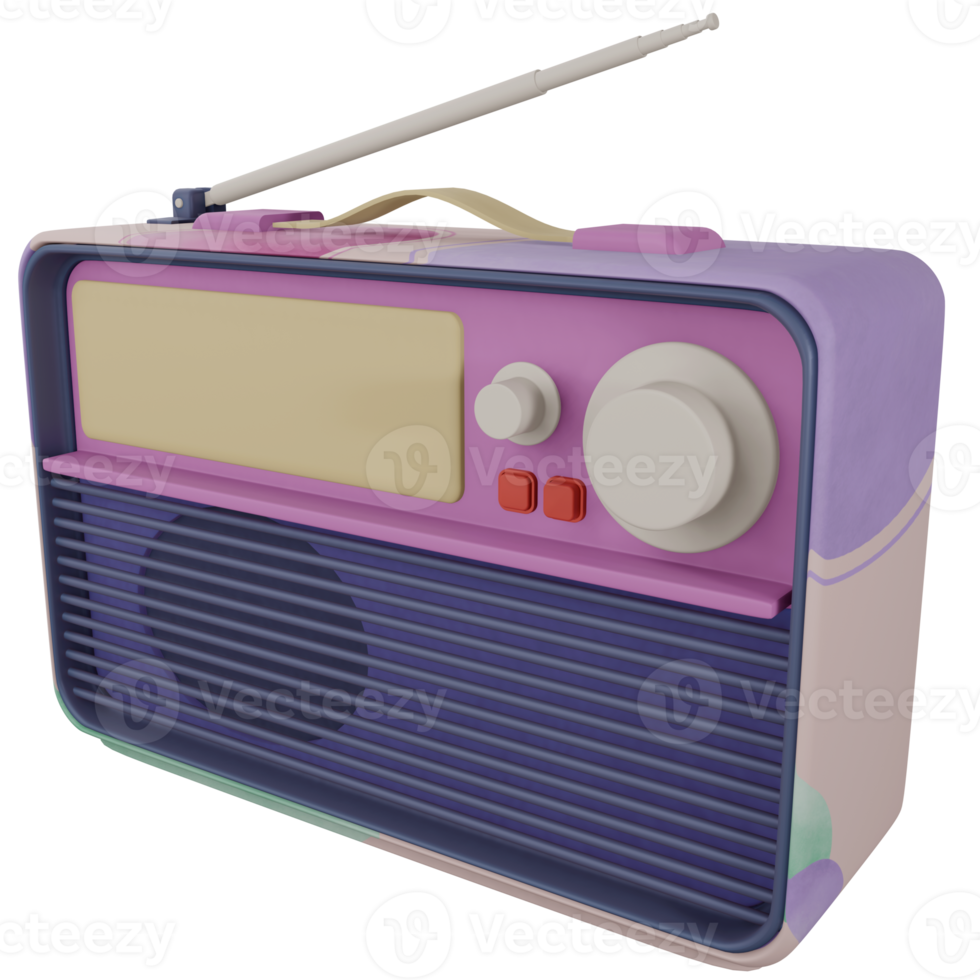 3d radio geïsoleerd voorwerp met hoog kwaliteit geven png