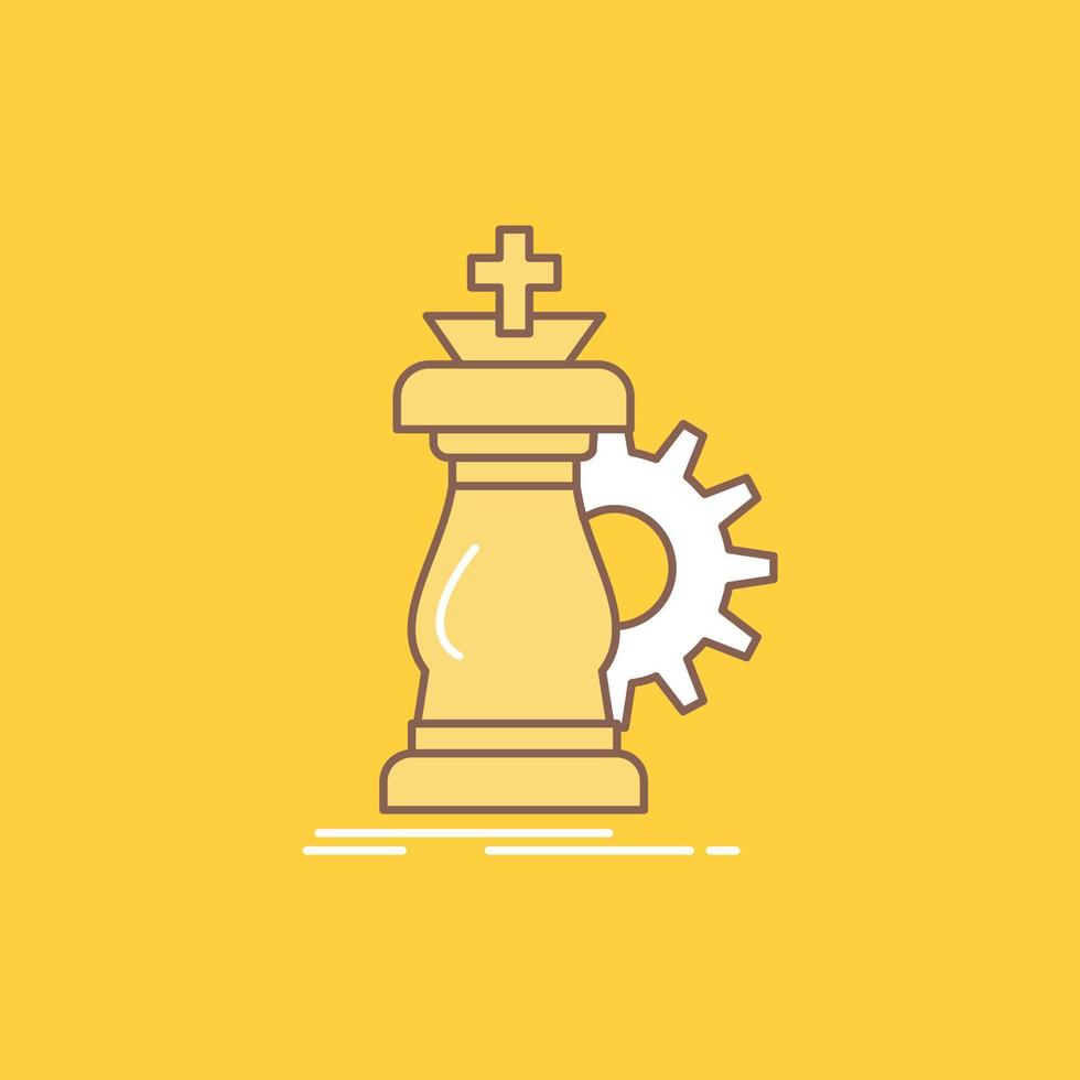 strategy. chess. horse. knight. success Flat Line Filled Icon. Beautiful Logo button over yellow background for UI and UX. website or mobile application vector